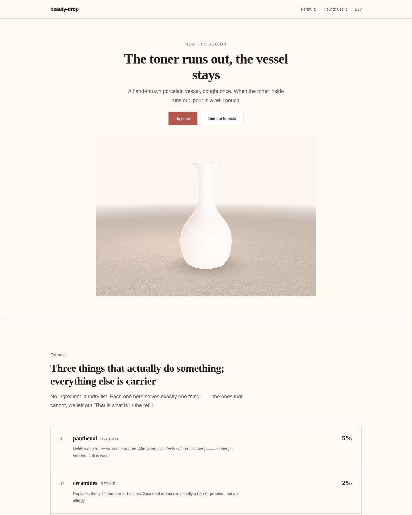 Screenshot of the Beauty launch home page