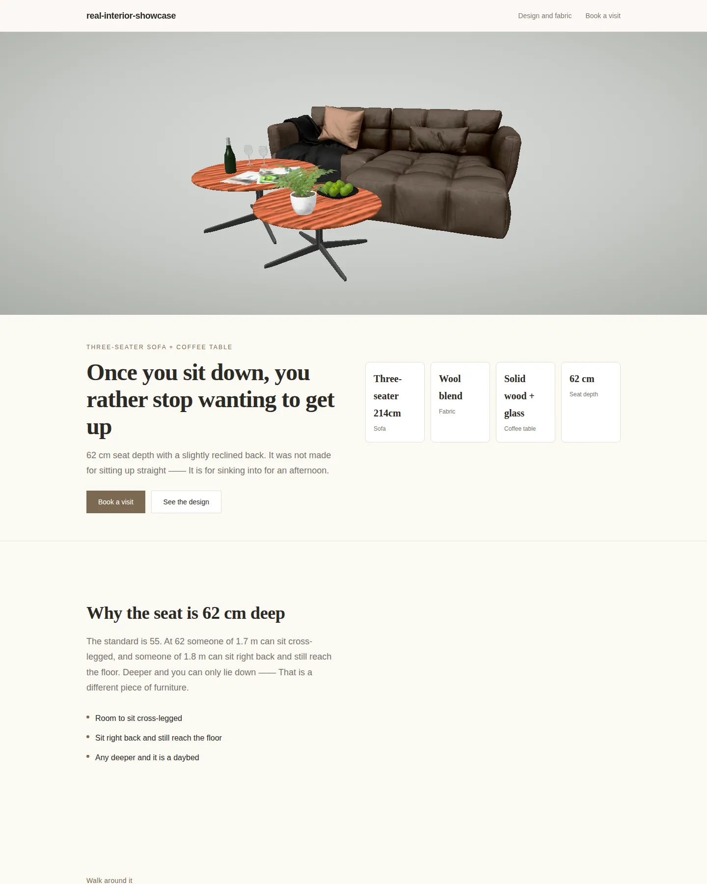Screenshot of the Real furniture space page home page
